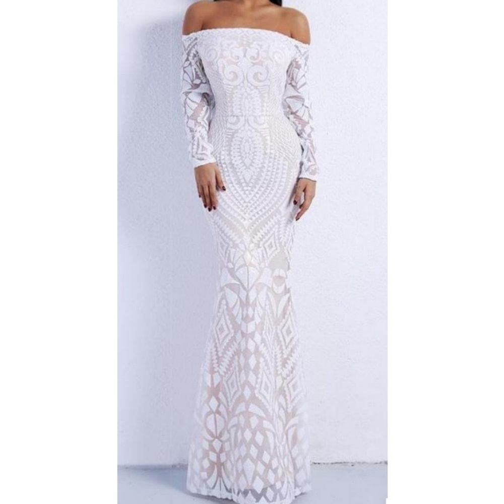 White Boho Sequined Dress